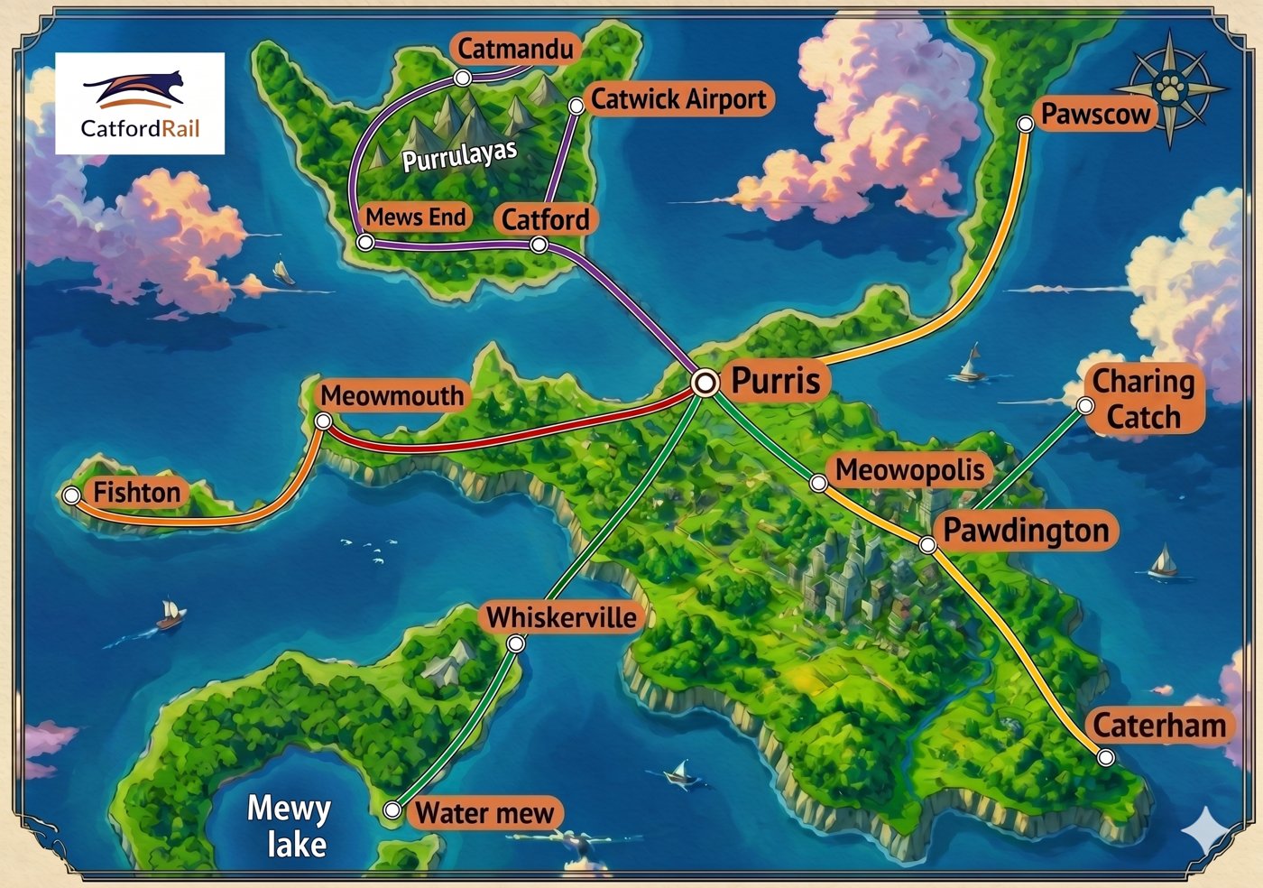 CatfordRail illustrated route map of the wider isles
